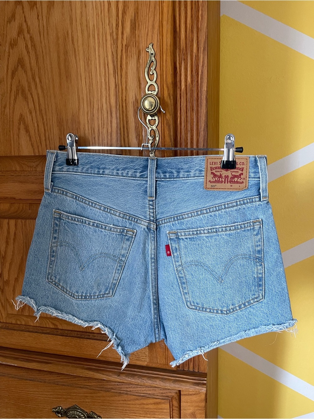 Levi's Light Blue Cutoff Denim Shorts with Frayed Hem